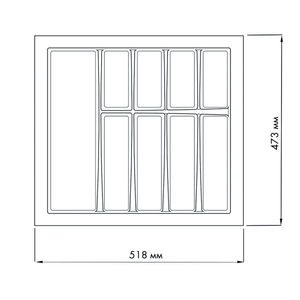 картинка Лоток для столовых приборов LINE, ширина фасада 600 мм для Blum Tandembox глубиной 500 мм от магазина SEFI