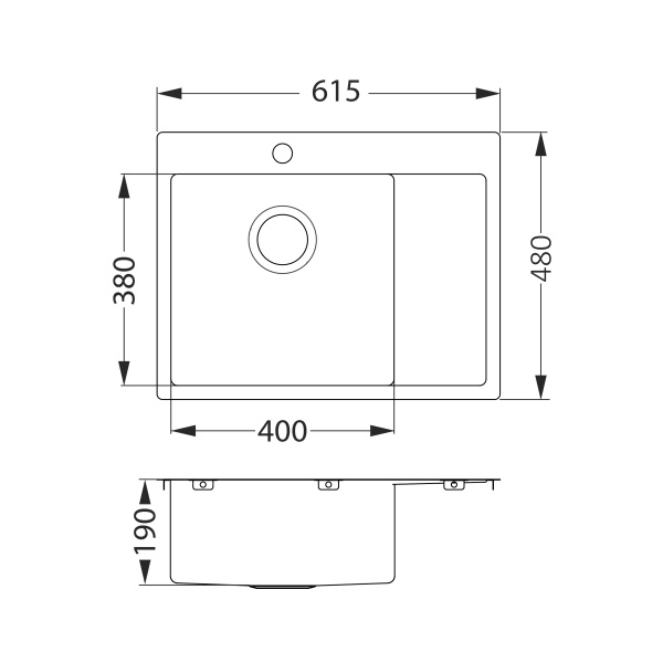 картинка Мойка QUARTO 20 BRS-90 615х480 в комплекте с сифоном 1130551, от магазина SEFI