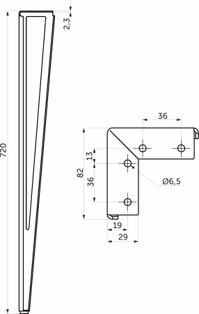 картинка Опора меб. SPACE h720, черный муар (1 упак = 4 шт) AKS от магазина SEFI