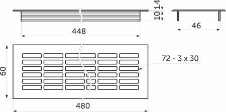 картинка Решетка вентиляционная 480х60мм серебро алюминий AKS магазин SEFI являющийся официальным дистрибьютором в России  картинка Решетка вентиляционная 480х60мм серебро алюминий AKS от магазина SEFI