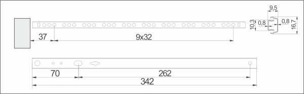 картинка Направляющая шариковая L-342 h=17 AKS A от магазина SEFI