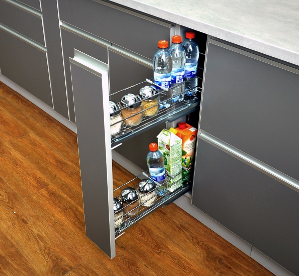 картинка Бутылочница DYNAMIC 200 с двумя полками, хром, полного выдвижения, направляющие GRASS Dynamic-XP от магазина SEFI