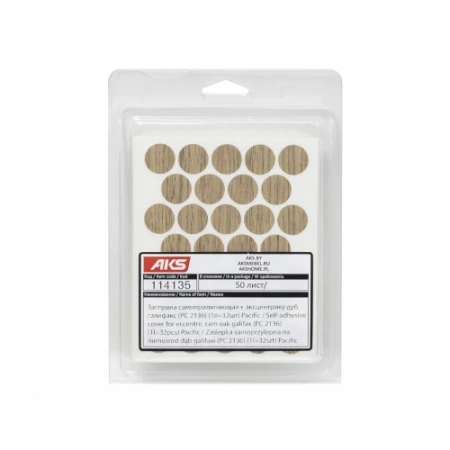 картинка Заглушка самоприлипающая к эксцентрику дуб галифакс (PC 2136) (1л=32шт) Pacific от магазина SEFI