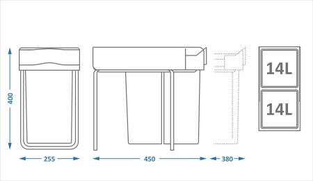 картинка Системы сортировки мусора ALBIO 20 2X14 L ALVEUS, от магазина SEFI