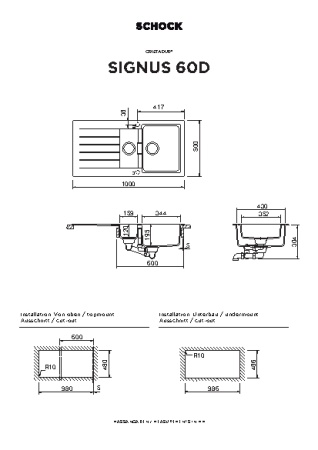 картинка Кухонная мойка SCHOCK SIGNUS 60D CRISTADUR магнолия от магазина SEFI