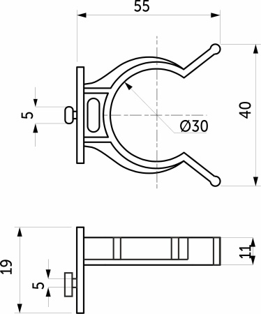 картинка Крепление опоры кухонной пласт. (клипса под пластиковый цоколь AKS), черный от магазина SEFI