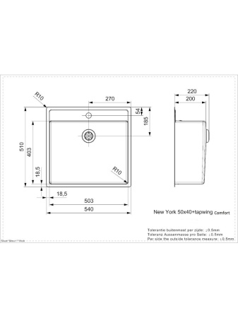 картинка Мойка Reginox New York L 50x40 tapwing Comfort matt от магазина SEFI