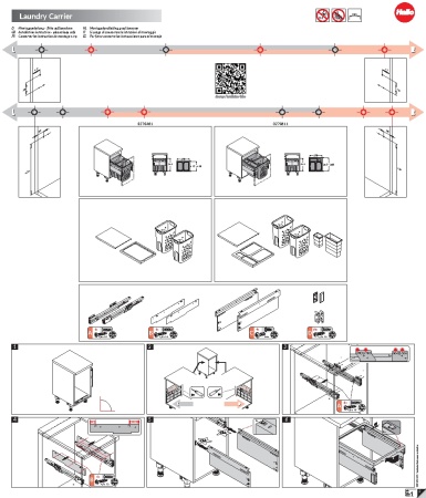 картинка Система хранения белья Laundry Carrier 66л на выдвижной фасад 450 мм, 2 корзины, цвет - белый от магазина SEFI