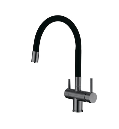 картинка Смеситель для кухни с гибким гусаком и подключением к фильтру, EMAR ЕС-3015, покрытие PVD, цвет Dark от магазина SEFI