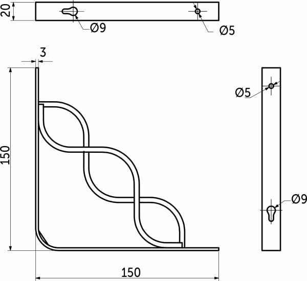 картинка Полкодержатель мет. INFINITY 150*150*20*3, белый AKS от магазина SEFI