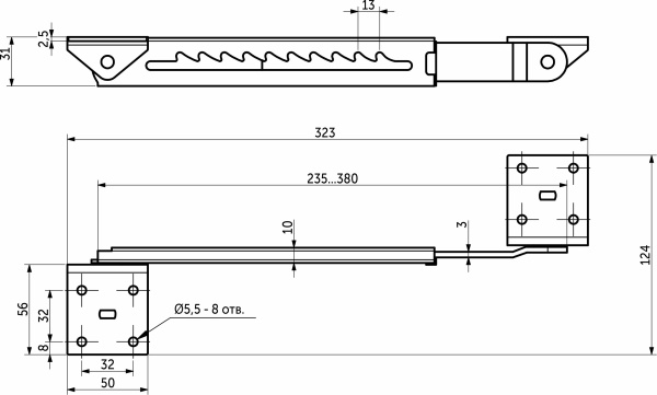 картинка Механизм подъема столешницы парты под углом 10 положений с уголками AKS от магазина SEFI