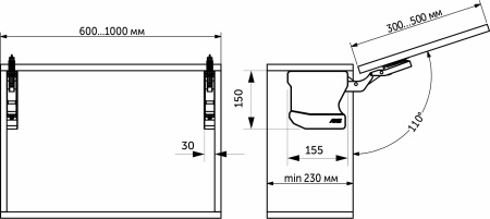 картинка Подъемный механизм верхний H AKS PLUS HELIOS серый от магазина SEFI
