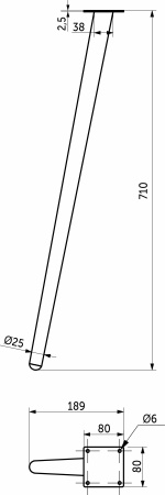 картинка Опора меб. конусная h710 наклонная, структура дерево AKS от магазина SEFI