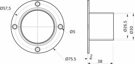 картинка Крепление (розетка) трубы d25 (510D) усиленное высокое, хром AKS от магазина SEFI