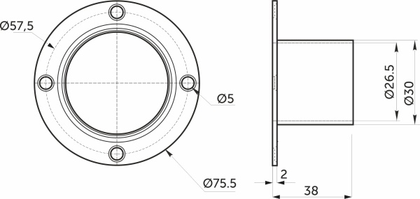 картинка Крепление (розетка) трубы d25 (510D) усиленное высокое, хром AKS от магазина SEFI