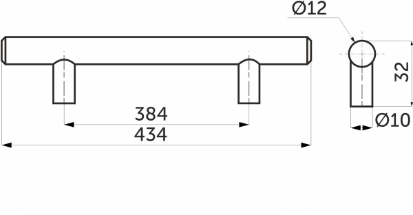 картинка Ручка меб. релинговая 384/434 мат. хром AKS от магазина SEFI