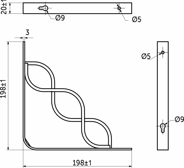 картинка Полкодержатель мет. INFINITY 200*200*20*3, черный AKS от магазина SEFI