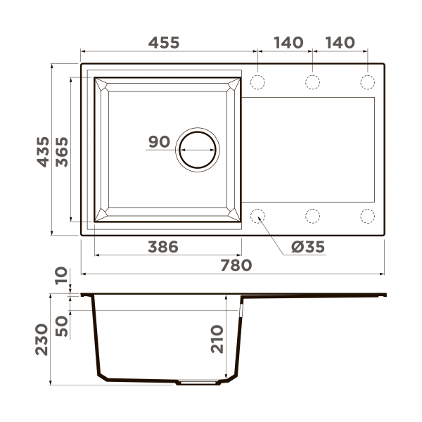 картинка Omoikiri Sakaime 78-CH Tetogranit/шампань от магазина SEFI