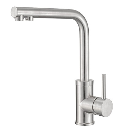 картинка Смеситель для кухни с выдвижной лейкой и подключением к фильтру, EMAR ЕС-7015, цвет сатин от магазина SEFI