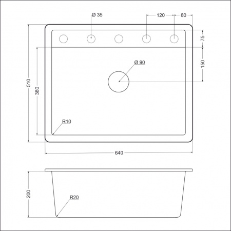 картинка Мойка EMAR 1640.Q, цвет Оникс от магазина SEFI