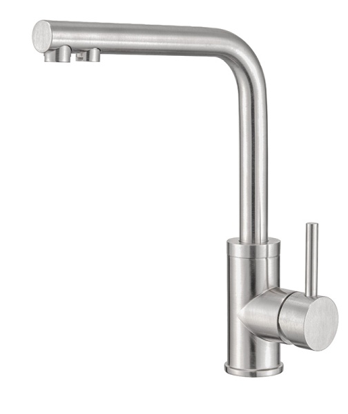 картинка Смеситель для кухни с выдвижной лейкой и подключением к фильтру, EMAR ЕС-7015, цвет сатин от магазина SEFI