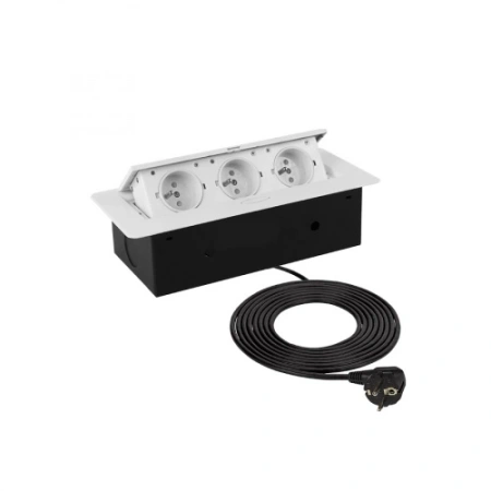 картинка Выдвижной удлинитель NOVA, 3 розетки, белый, AKS от магазина SEFI