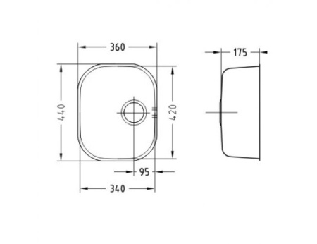 картинка Мойка ALVEUS VARIANT 20 SAT-90 420X340X175 слив вдоль длинной стороны в комп. с сифоном 1130550, от магазина SEFI