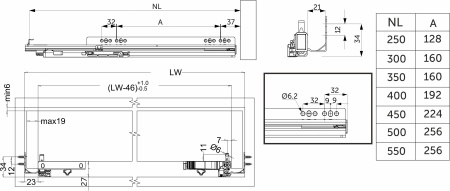 картинка Направляющая скрытого монтажа L-500 с доводчиком ДСП до19mm с замками AKS QType полное выдвижение магазин SEFI являющийся официальным дистрибьютором в России  картинка Направляющая скрытого монтажа L-500 с доводчиком ДСП до19mm с замками AKS QType полное выдвижение от магазина SEFI