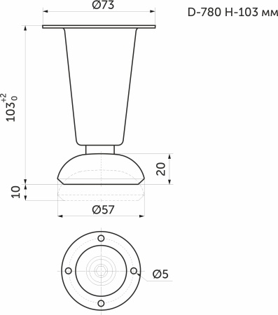 картинка Опора меб. мет. D-780 h100 сатин AKS от магазина SEFI