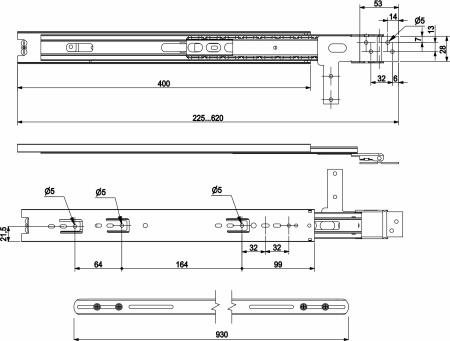 картинка Направляющая шариковая L-400 h=45 крепление к зеркалу от магазина SEFI