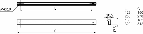картинка Ручка меб. скоба алюм. PIANO 320/342 черный матовый, AKS тип 2 от магазина SEFI