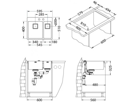 картинка Мойка STYLUX 10 BRS-90 450X510 в компл.с сифоном 1133398 от магазина SEFI