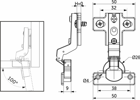 картинка Петля мини внутренняя с пружиной 38мм h0 slide-on AKS магазин SEFI являющийся официальным дистрибьютором в России  картинка Петля мини внутренняя с пружиной 38мм h0 slide-on AKS от магазина SEFI