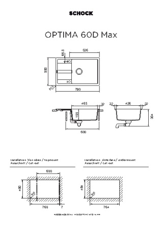картинка Кухонная мойка SCHOCK OPTIMA 60D MAX CRISTALITE саббиа от магазина SEFI