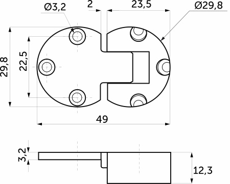 картинка Петля секретерная металл/металл d30мм никель AKS от магазина SEFI