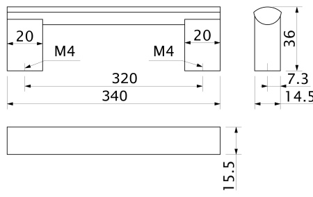 картинка Ручка меб. скоба алюм. AA-04 320 алюминий AKS от магазина SEFI