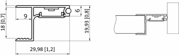 картинка Профиль алюминиевый накладной/торцевой CAPELLA-3018W, с экраном, цвет белый, 2м (для 18 ДСП), AKS магазин SEFI являющийся официальным дистрибьютором в России  картинка Профиль алюминиевый накладной/торцевой CAPELLA-3018W, с экраном, цвет белый, 2м (для 18 ДСП), AKS от магазина SEFI