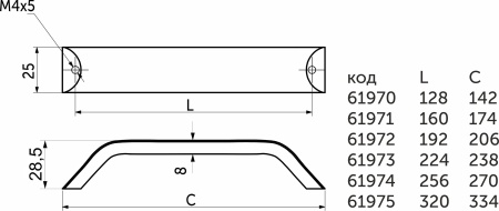 картинка Ручка меб. скоба алюм. WPY 337 160 алюминий AKS магазин SEFI являющийся официальным дистрибьютором в России  картинка Ручка меб. скоба алюм. WPY 337 160 алюминий AKS от магазина SEFI