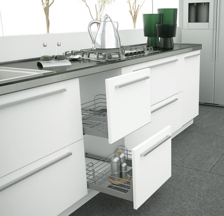 картинка Корзина Prezenta Fix, с креплением для фасада шир. 450 мм, полное выдвижение с Soft-Close 414*500*220 магазин SEFI являющийся официальным дистрибьютором в России  картинка Корзина Prezenta Fix, с креплением для фасада шир. 450 мм, полное выдвижение с Soft-Close 414*500*220 от магазина SEFI