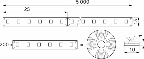картинка Лента светодиодная термостойкая, подводная - 14,4W/m, 24V, 13мм, 2835, 240 д/м, IP68, холодный белый (6000К), 5м, AKS от магазина SEFI