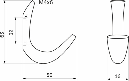 картинка Крючок меб. однорожковый мет. SKY хром матовый AKS от магазина SEFI