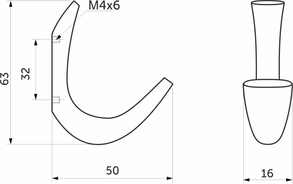 картинка Крючок меб. однорожковый мет. SKY черный матовый AKS от магазина SEFI