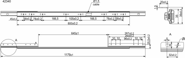 картинка Механизм для раздвижных столов внешний синхронный со стопором L-800 мм AKS от магазина SEFI