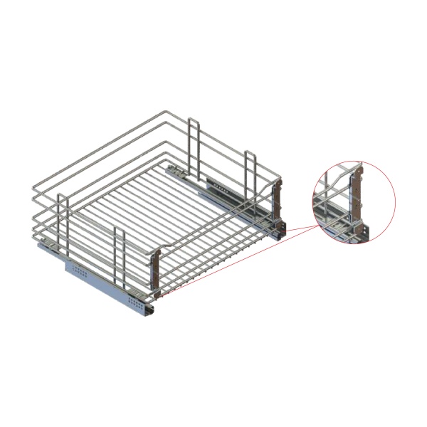 картинка Выдвижная корзина STANDART с фасадным креплением, ширина фасада 800 мм, цвет - хром от магазина SEFI