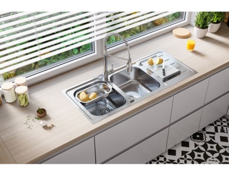 картинка Мойка LINE MAXIM 100 SAT 90 1165X505 FS в компл.с сифоном 1127257 от магазина SEFI