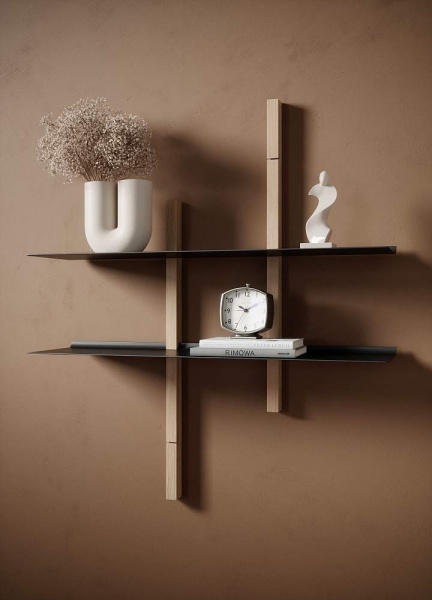 картинка Комплект WAVE, 2 боковые стойки 808мм, 2 полки 900х240 черные от магазина SEFI