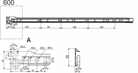 картинка Направляющая роликовая L-600 0,9мм AKS белая от магазина SEFI